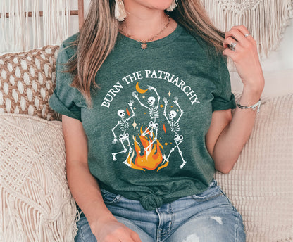 Burn The Patriarchy Tshirt, Skeleton Shirt, Halloween Gift, Womens Right Tshirt, Social Justice Shirt, Gift Halloween Shirt, Gift for Her