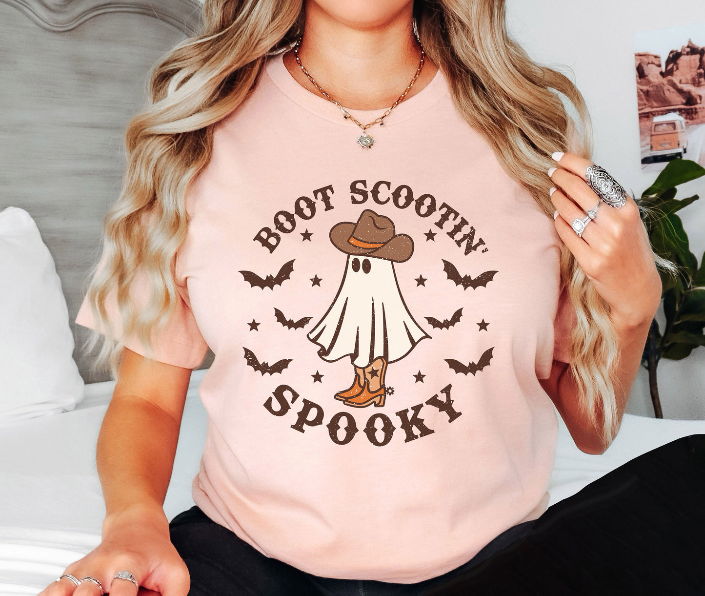 Boot Scootin' Spooky Tshirt, Country Shirt,Western Halloween Shirt, Cowboy Shirt,Spooky Seasons,Halloween Shirt, Ghost Shirt, Halloween Gift