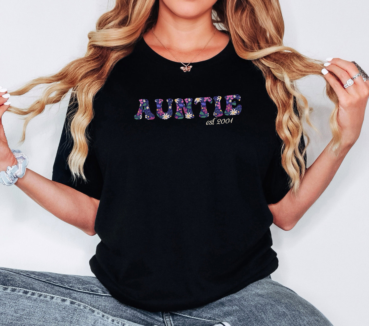 Auntie Est Custom Date Shirt, Gift for Aunt, Birthday Gift, Family Gift, New Family Member Gift, New Auntie, Gift for Her, Newborn Gift